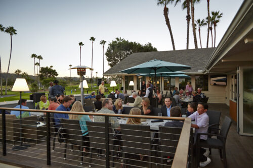 people eating outdoors